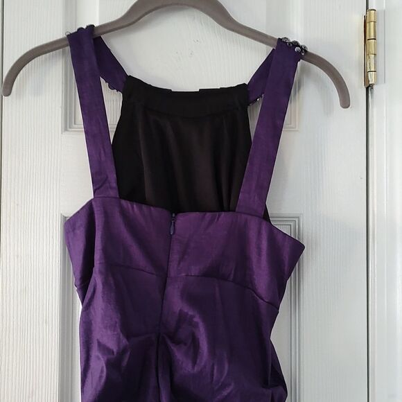 Xscape  purple egglant  fitted stretch cocktail formal prom dress  Sz 2 - Picture 7 of 8